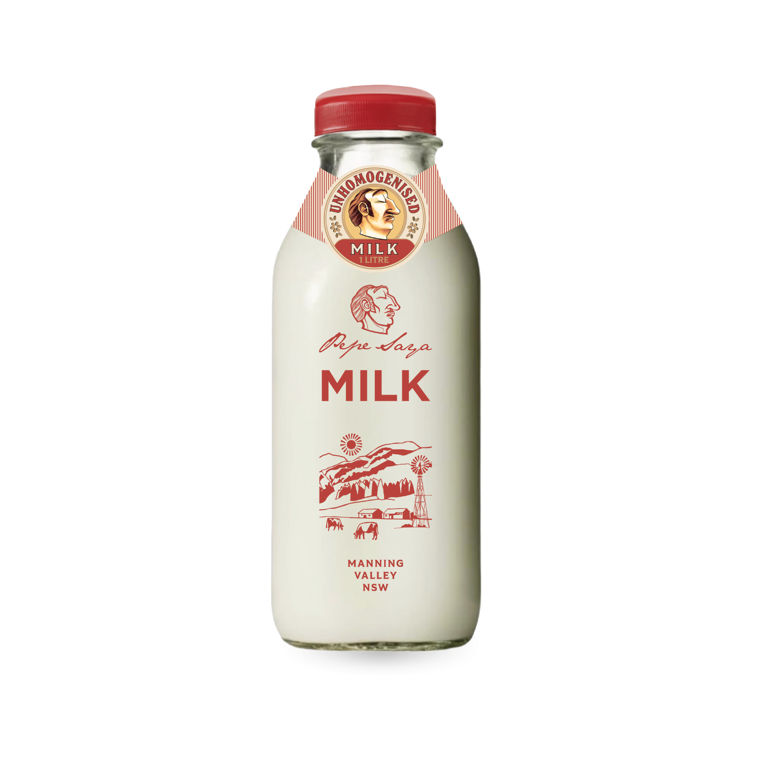 Pepe Saya - Unhomogenised Milk 1L | Reusable Glass Bottle